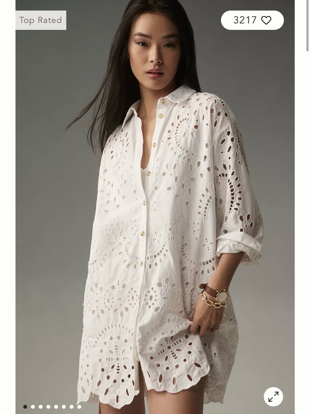 Veronica Beard NWT White Eyelet Mini Shirt Dress Size 0 - Picture 3 of 7